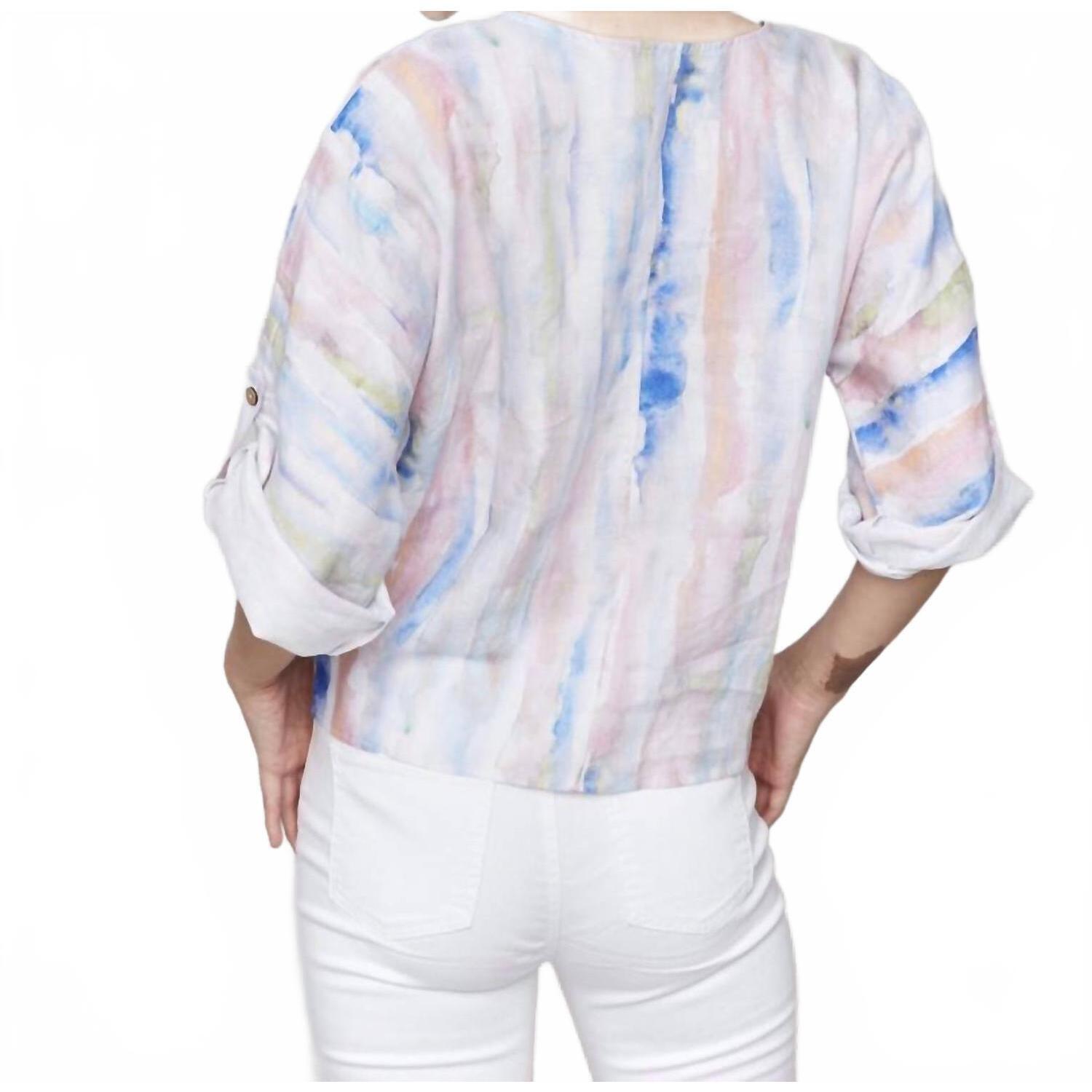 New Charlie B Printed Front Tie Top In Watercolor — image 3 of 3